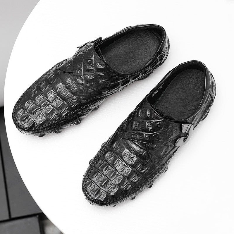 Fritidssko Herre Vintage Oxford Leather Casual Sko - Svart