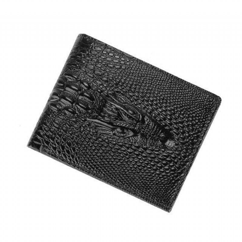 Herre Lommebøker Luksus Krokodilleskinn Vintage Kortholder Veske - Black Short