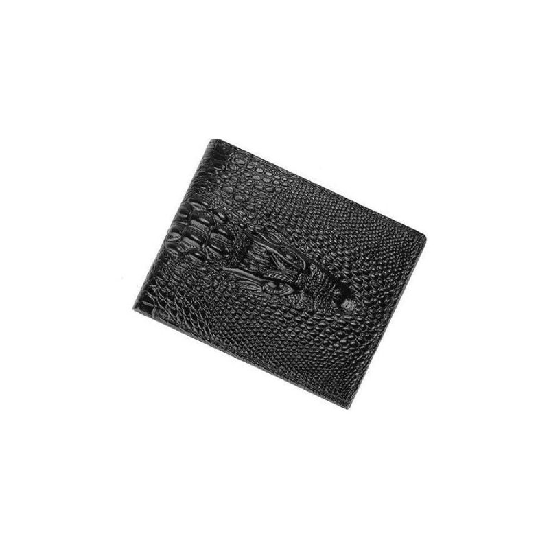 Herre Lommebøker Luksus Krokodilleskinn Vintage Kortholder Veske - Black Short