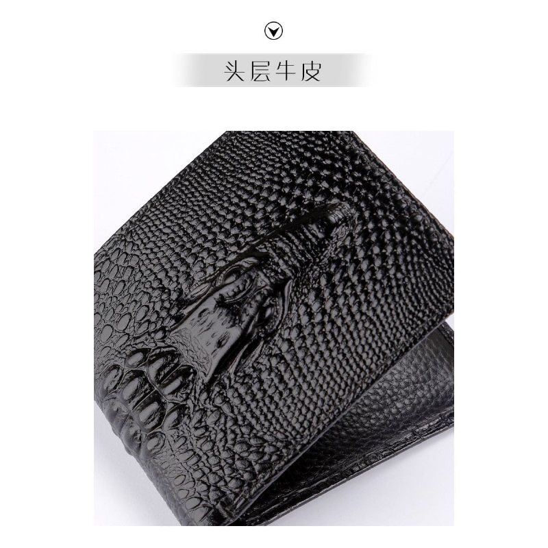 Herre Lommebøker Luksus Krokodilleskinn Vintage Kortholder Veske - Black Short
