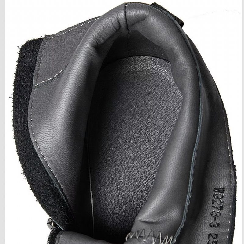 Herrestøvler Saueskinn Chic Vintage Kort Glidelås Cut-out Martin Boots - Svart