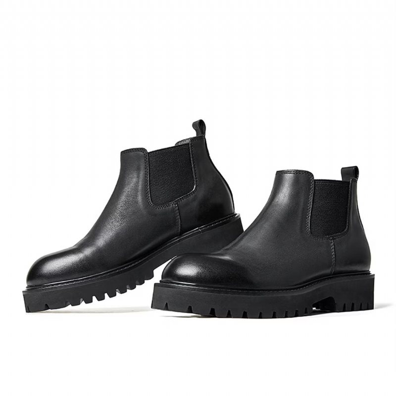 Herrestøvler Saueskinn Chic Vintage Kort Glidelås Martin Boots - Svart