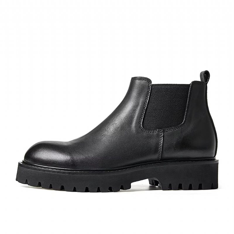 Herrestøvler Saueskinn Chic Vintage Kort Glidelås Martin Boots - Svart