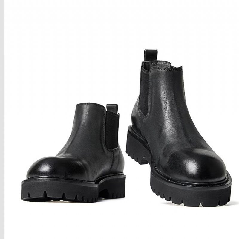 Herrestøvler Saueskinn Chic Vintage Kort Glidelås Martin Boots - Svart