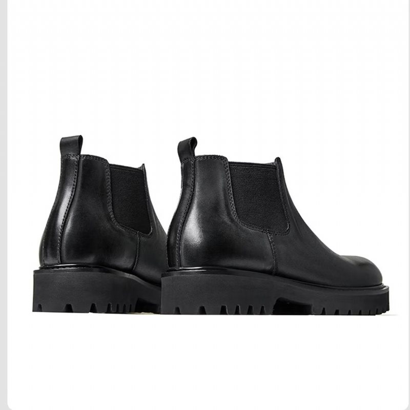 Herrestøvler Saueskinn Chic Vintage Kort Glidelås Martin Boots - Svart