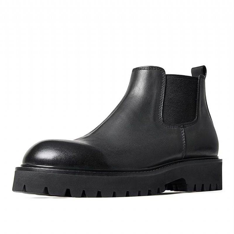 Herrestøvler Saueskinn Chic Vintage Kort Glidelås Martin Boots - Svart