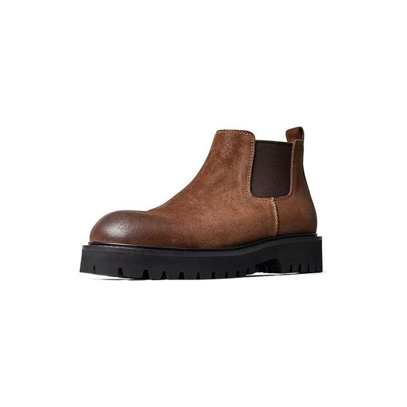 Herrestøvler Saueskinn Chic Vintage Kort Glidelås Martin Boots - Brun