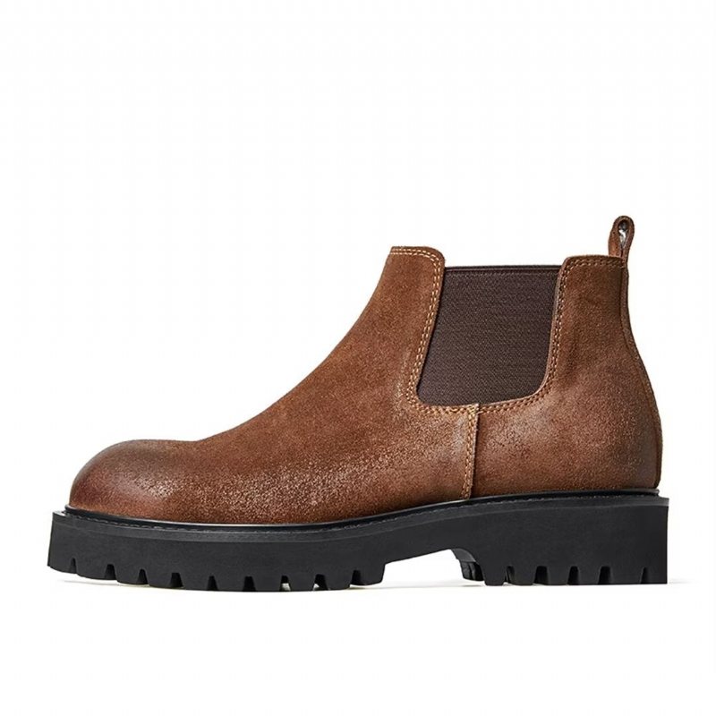 Herrestøvler Saueskinn Chic Vintage Kort Glidelås Martin Boots - Brun