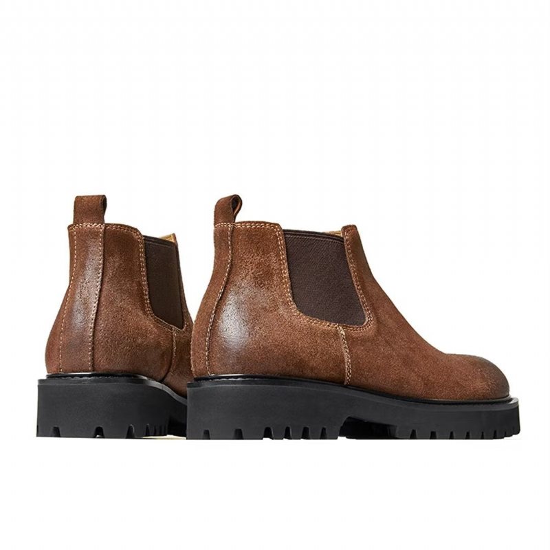 Herrestøvler Saueskinn Chic Vintage Kort Glidelås Martin Boots - Brun