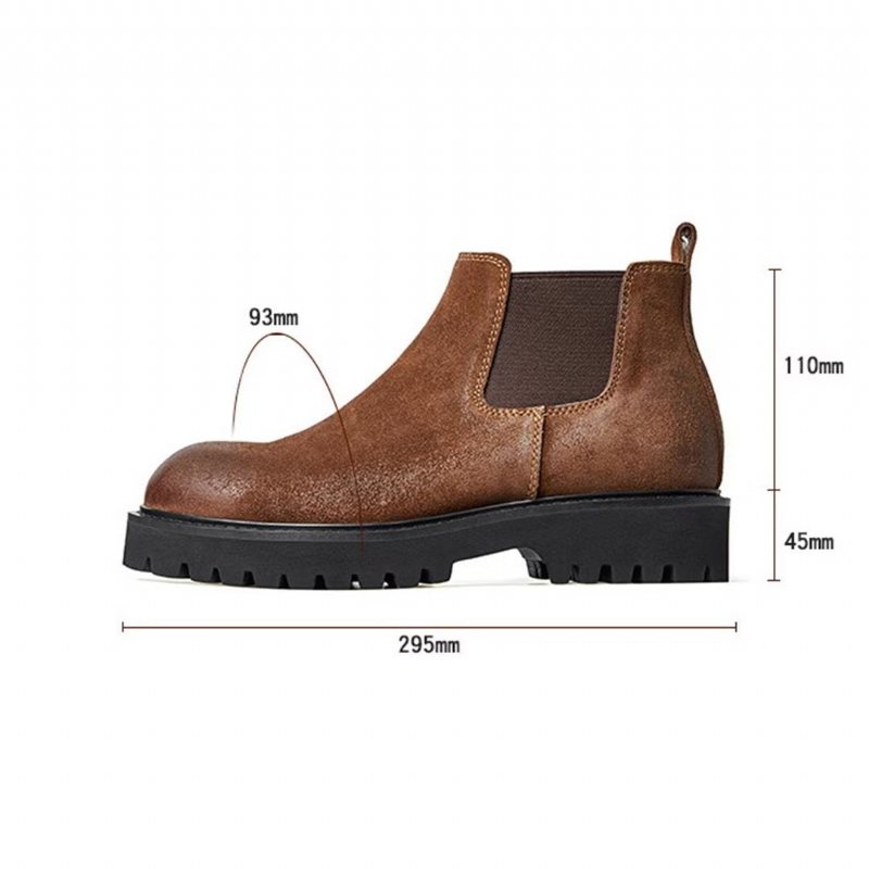 Herrestøvler Saueskinn Chic Vintage Kort Glidelås Martin Boots - Brun