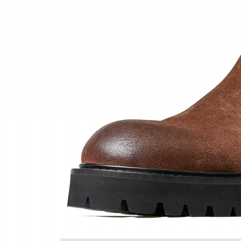 Herrestøvler Saueskinn Chic Vintage Kort Glidelås Martin Boots - Brun