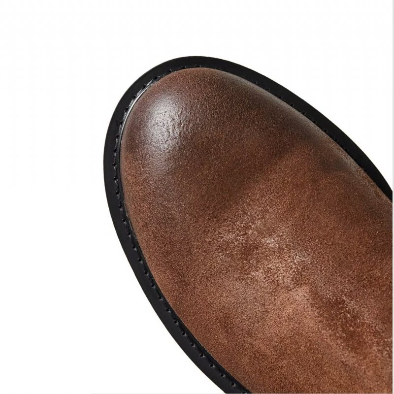 Herrestøvler Saueskinn Chic Vintage Kort Glidelås Martin Boots - Brun