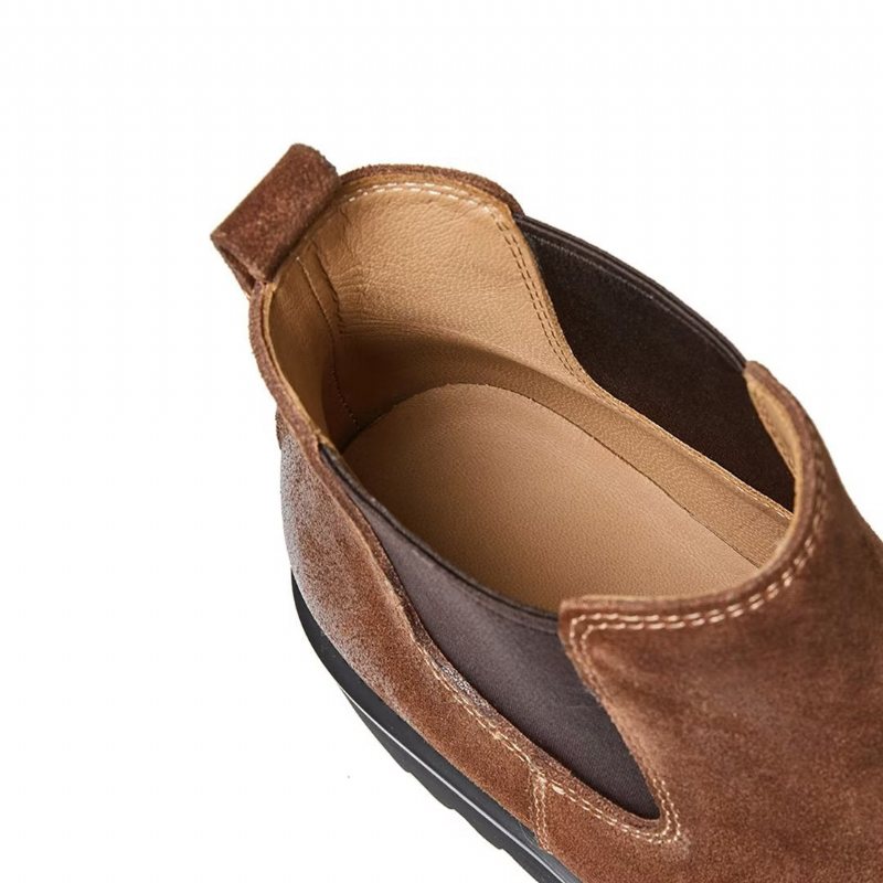 Herrestøvler Saueskinn Chic Vintage Kort Glidelås Martin Boots - Brun