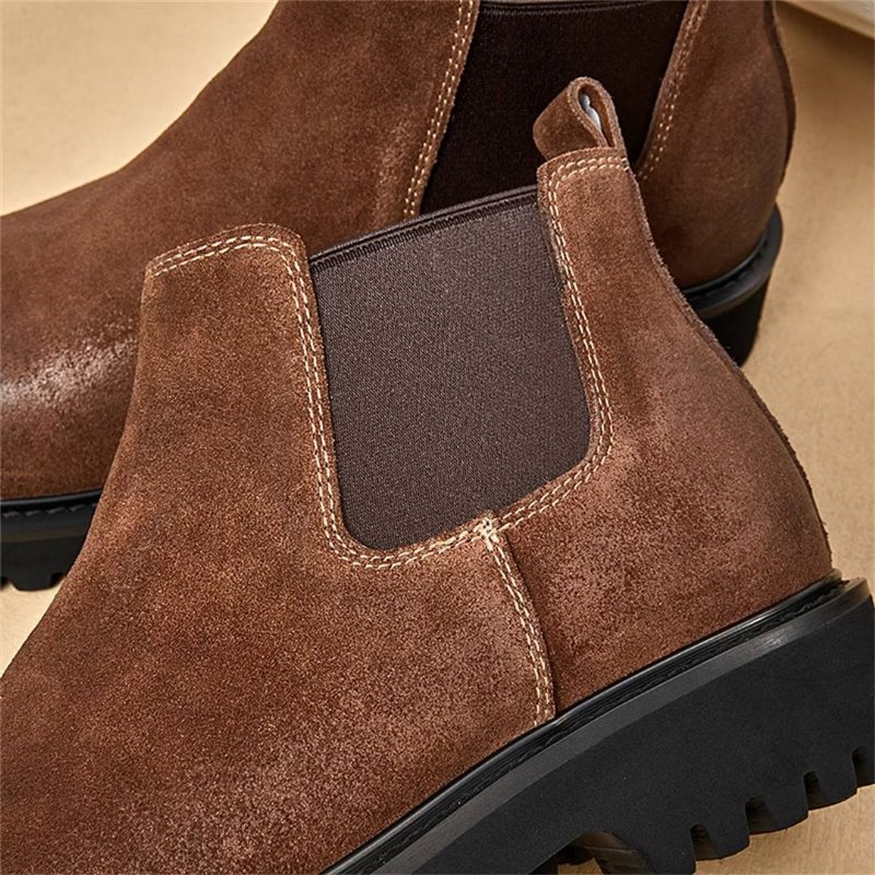 Herrestøvler Saueskinn Chic Vintage Kort Glidelås Martin Boots - Brun