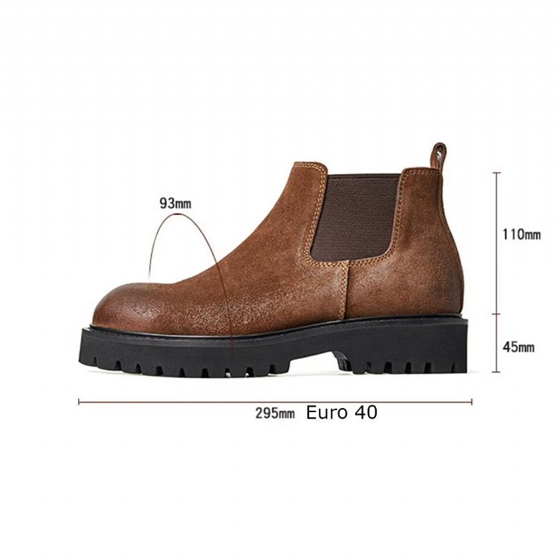 Herrestøvler Saueskinn Chic Vintage Kort Glidelås Martin Boots - Brun