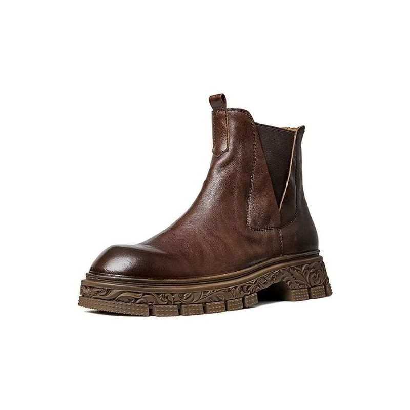Herrestøvler Saueskinn Chic Vintage Kort Glidelås Pyntet Martin Boots - Brun
