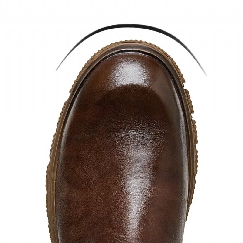 Herrestøvler Saueskinn Chic Vintage Kort Glidelås Pyntet Martin Boots - Brun