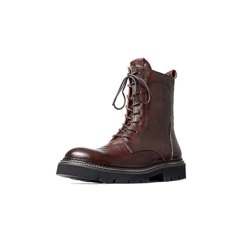 Herrestøvler Saueskinn Chic Vintage Platform Ankelstøvler - Brun