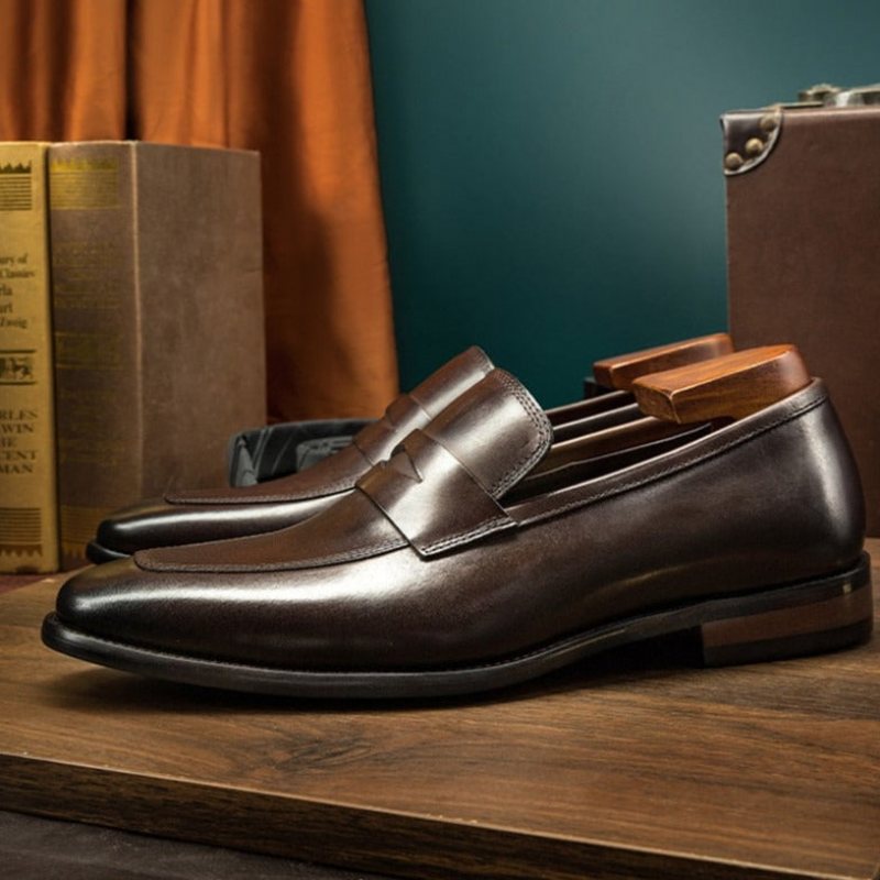 Loafers Herre Eksotiske Spisse Brogue-sko - Kaffe