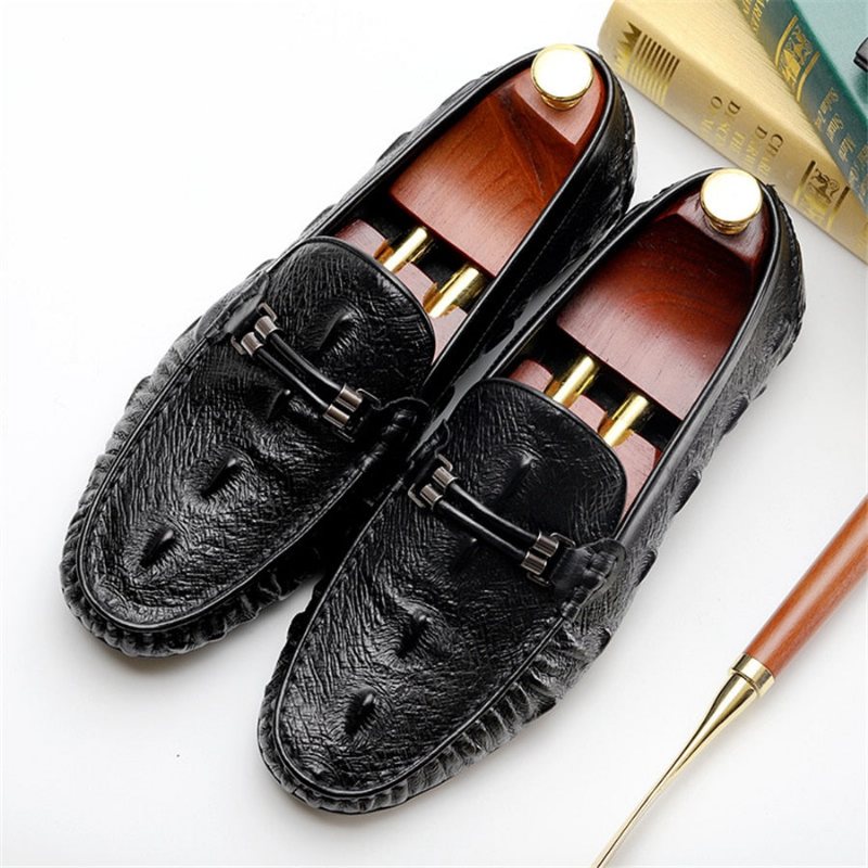 Loafers Herre Luxury Croctex Leather Brogue - Svart