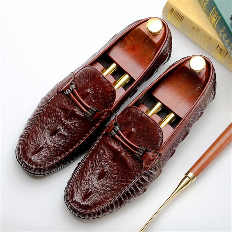 Loafers Herre Luxury Croctex Leather Brogue - Rød