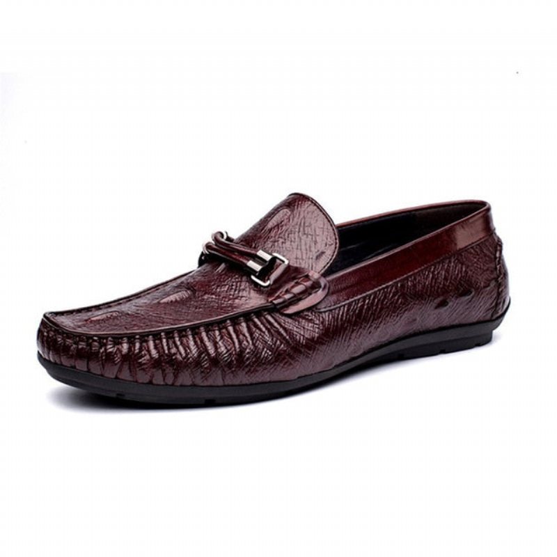 Loafers Herre Luxury Croctex Leather Brogue - Rød