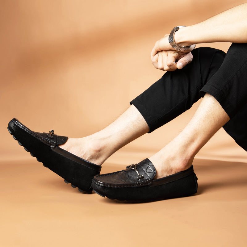 Loafers Herre Luxury Rome Leather Slip-on Bankett - Svart