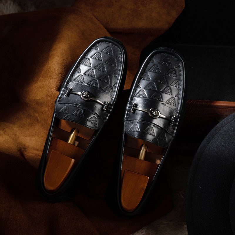 Loafers Herre Luxury Rome Leather Slip-on Bankett - Svart