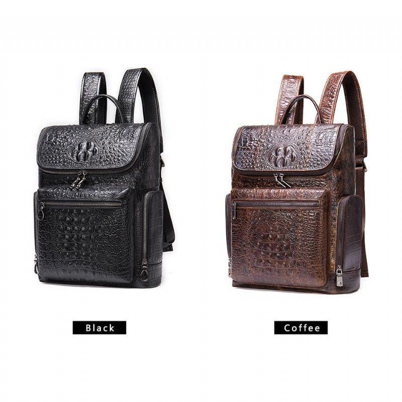 Ryggsekker Herre Vintage Chic Alligator Leather Tech Reiseryggsekk - Svart