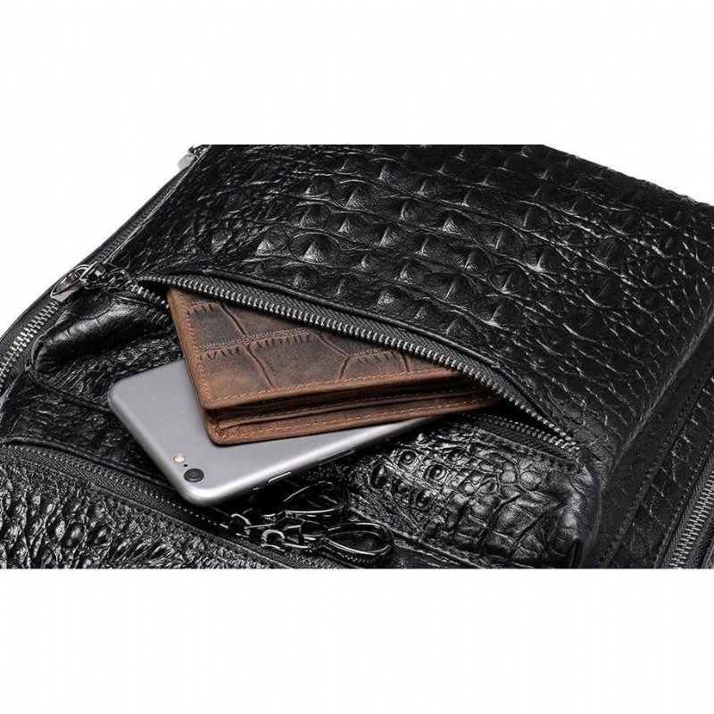 Ryggsekker Herre Vintage Chic Alligator Leather Tech Reiseryggsekk - Svart