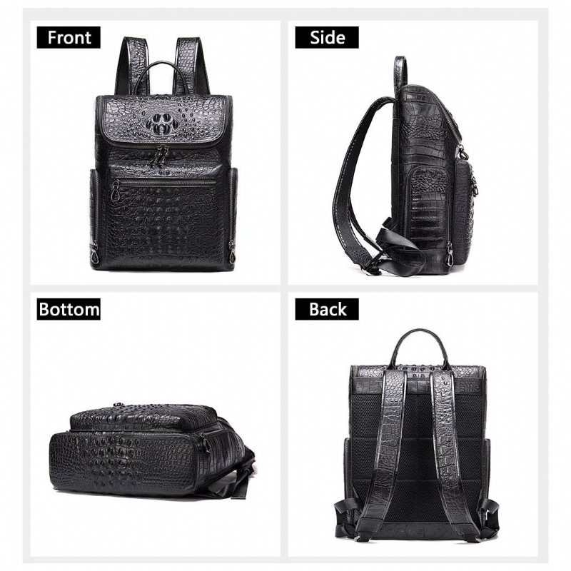 Ryggsekker Herre Vintage Chic Alligator Leather Tech Reiseryggsekk - Svart