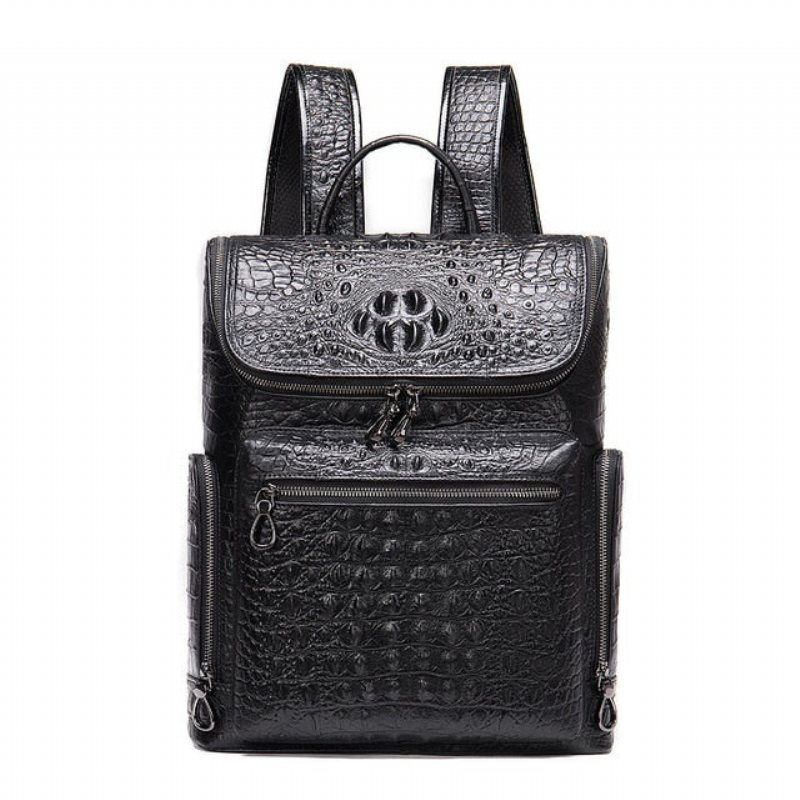 Ryggsekker Herre Vintage Chic Alligator Leather Tech Reiseryggsekk - Svart