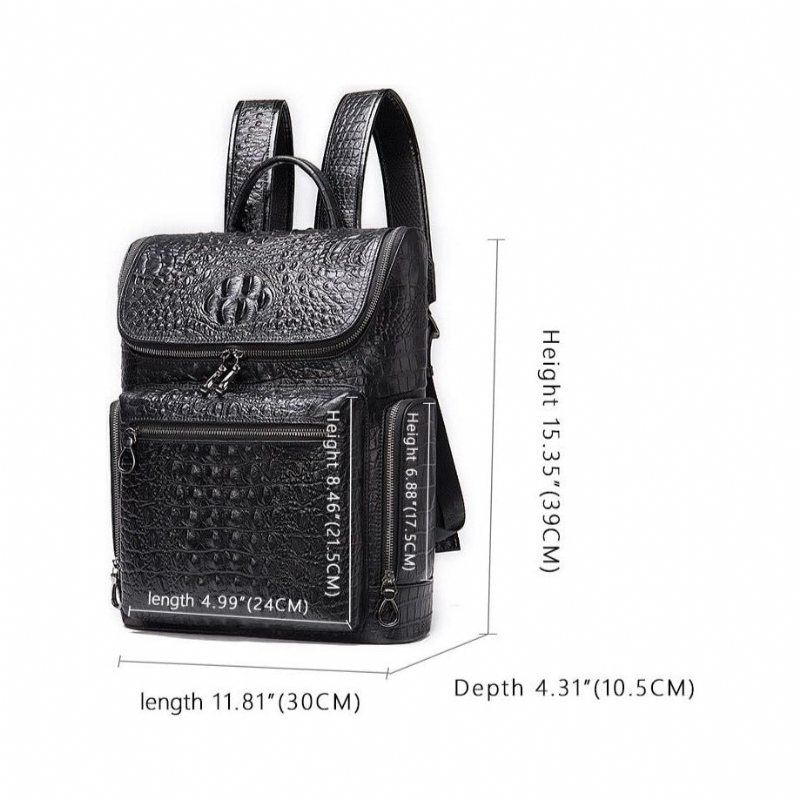 Ryggsekker Herre Vintage Chic Alligator Leather Tech Reiseryggsekk - Svart