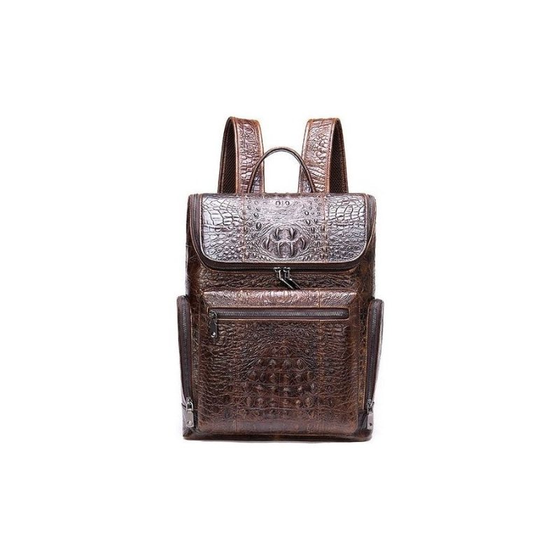 Ryggsekker Herre Vintage Chic Alligator Leather Tech Reiseryggsekk - Kaffe